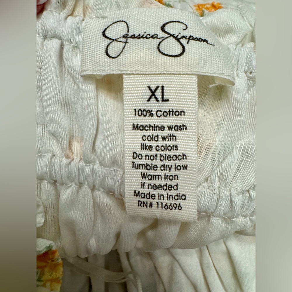 NEW Jessica Simpson White & Yellow Floral Smocked Strapless Bubble Dress XL - Picture 3 of 7